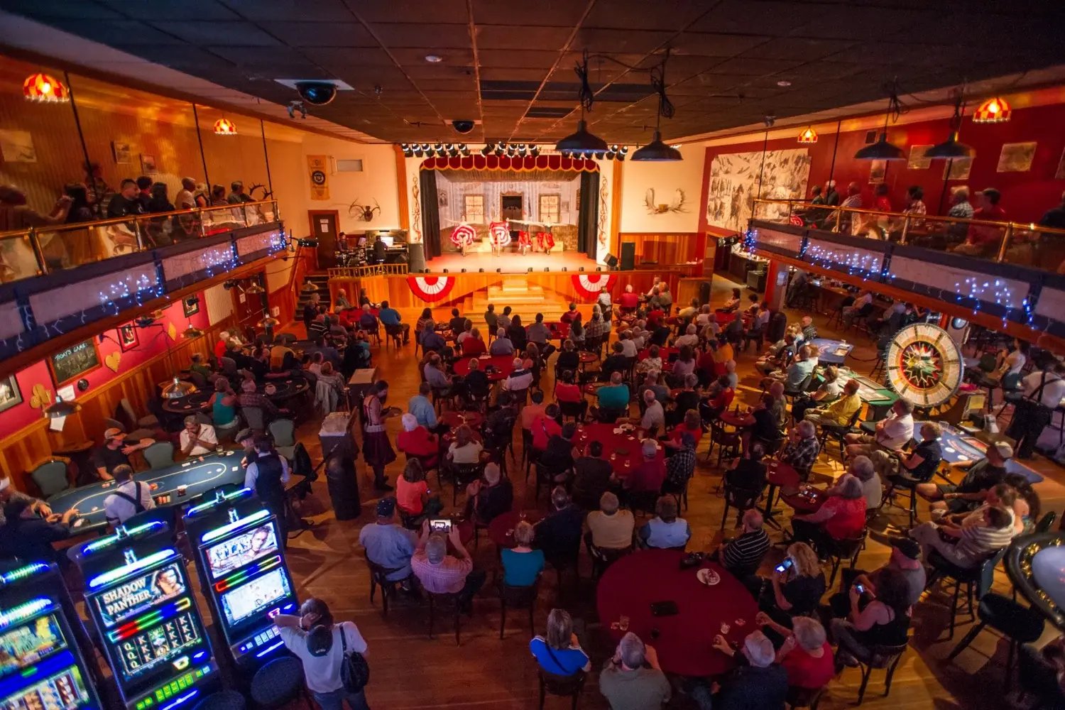 Guests gathered for an evening show at Diamond Tooth Gerties Gambling Hall in Dawson City.